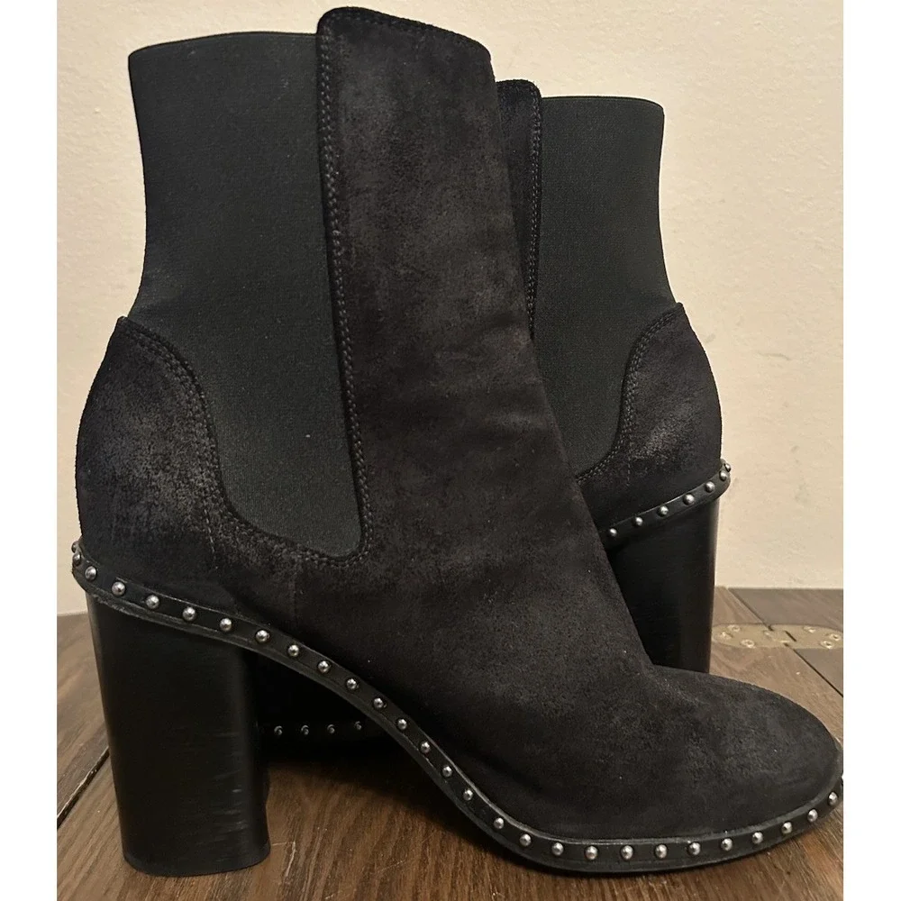 Rag &Bone Romi‎ Studded Black Suede Chelsea Boots Women's Size 9.5 EU40